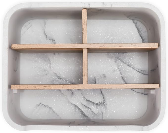 SZYRL Desk Organizer, Marble Remote Holder for Table, Modern Office Controller Pen Phone Holder Organizer, Stylish Caddy and Storage Accessories for Bedside Nightstand Desktop Coffee Table