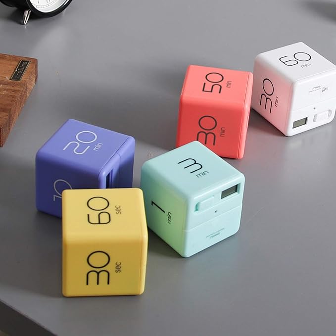 mooas Cube Timer (Coral), Timers Cube Flip Block Timers Productivity Gravity Sensor Time Management for Kids ADHD Classroom Kitchen Desk Workout Cooking Study 10, 30, 50, 60 min Timer Setting