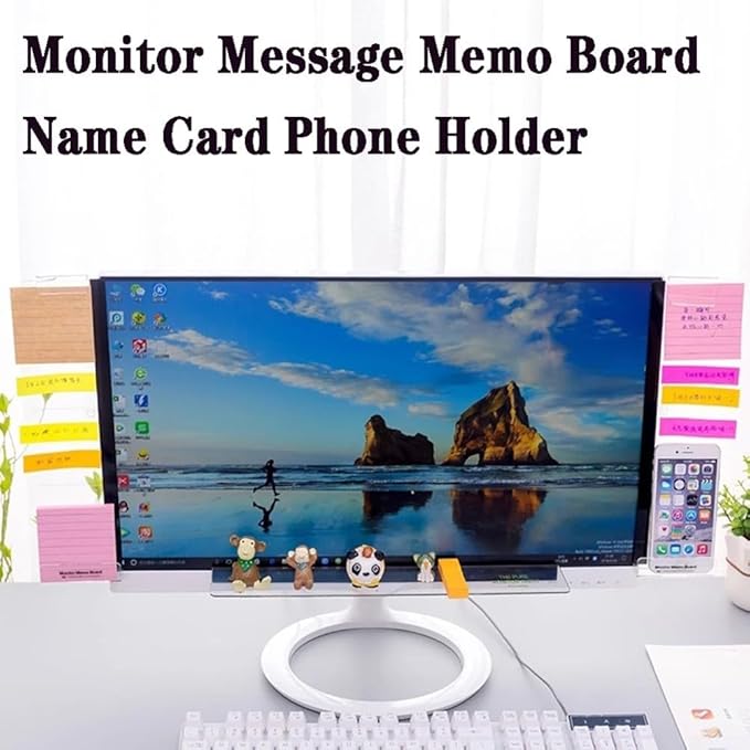 Acrylic Monitor Memo Board for Sticky Notes, Transparent Message Holder with Self-Adhesive Design, Space-Saving Desktop Organizer for Office, School, Home –(Right)
