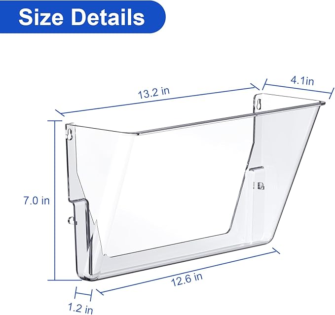 samstar 6 Pack Clear Wall File Holder, Wall Mount Acrylic File Organizer Hanging Wall Pocket Mail Magazines Organizer for Office,Home