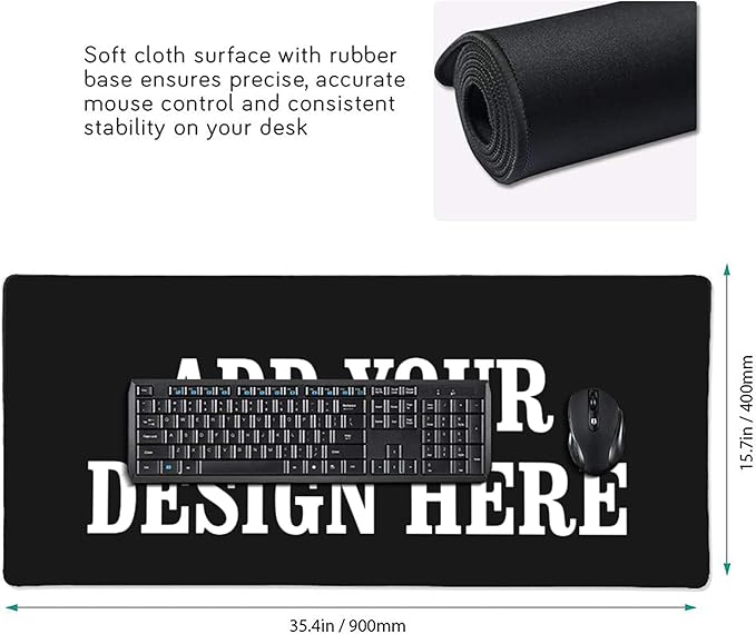 OHORTEB Custom Mouse Pad with Photo, Personalized Image Text Laptop Desk Mat, Customized Non-Slip Waterproof Desk Writing Pad for Office Home (Custom, 16in x 35.5in)