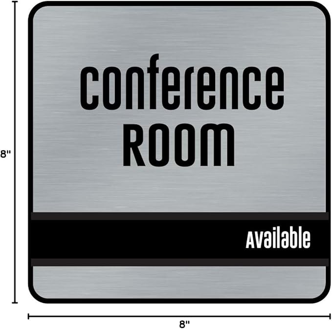 NapTags Conference Room Slider Signs (Silver - Black Frame, 8" x 8")