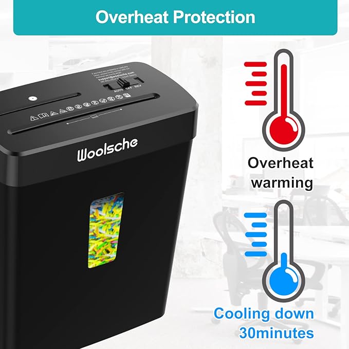 Woolsche Paper Shredder,10-Sheet Cross Cut with 3.43-Gallon Basket, P-4 Security Level,3-Mode Design - Shreds CD and Credit Card,Durable,Fast and Jam Proof for Home Office (ETL Certified)