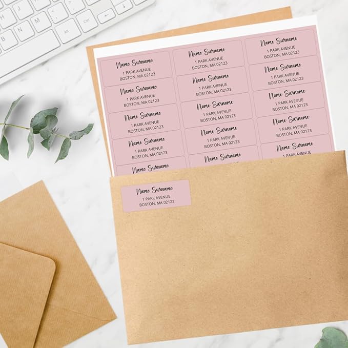 Dotty about Paper Personalized Blush Pink Colorblock - Return Address Labels x 100