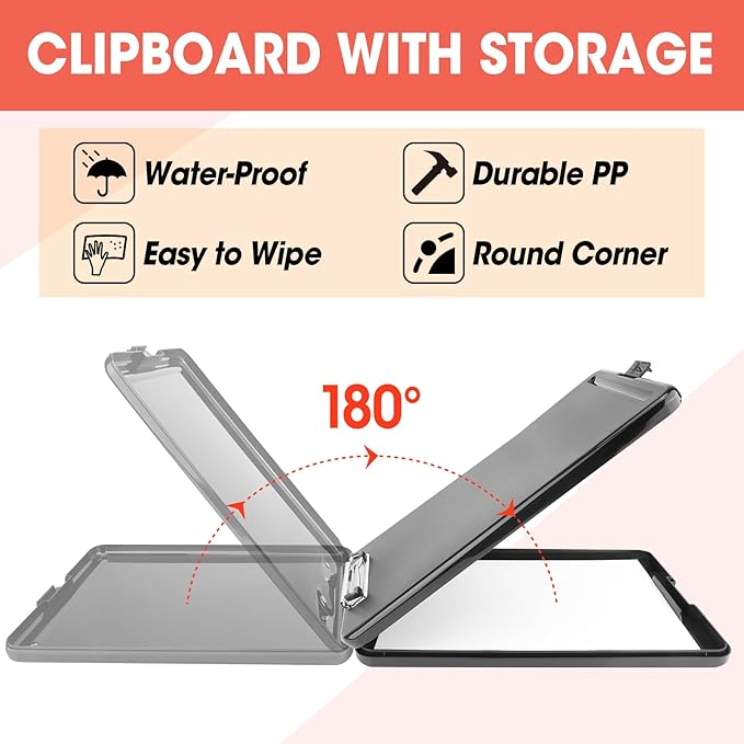 6 Pack Clipboard with Storage, High Capacity Storage Clipboard 8.5 x 11 with Pen Holder, Letter / A4 Size, Inner Plastic Folder Attached for Teacher Office Home, Size 13.4 x 9.4 x 0.9 in