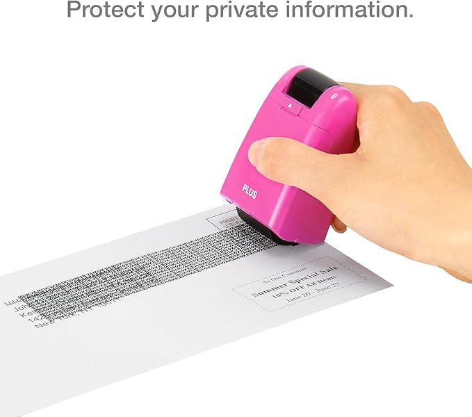 Guard Your ID Wide Stamp Roller for Identity Protection, Pink