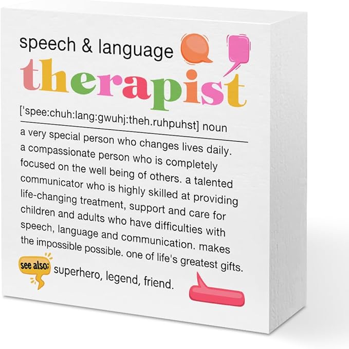Speech Therapist Gift, Speech Therapy Gifts Wood Box Sign, Speech Pathologist Gifts, SLP Gifts Appreciation Gifts, Office Home Desk Cubicle Table Shelf Decor, Speech Therapist Gifts for Women