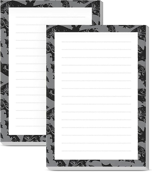 SXboxing Sticky Notes 4X6 Inches, 2 Pack Large Cute Self-Stick Pads, Bright Funny Memo Pads Easy to Stick for Home, Office Black Bats