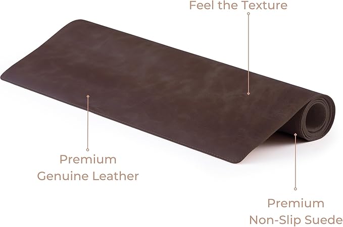 Node Leather Calfskin Leather Desk Pad – Executive Office Desk Mat with Non-Slip Bottom – Smooth Surface for Mouse & Keyboard – Wide Desk Protector 15 3/4" x 38"