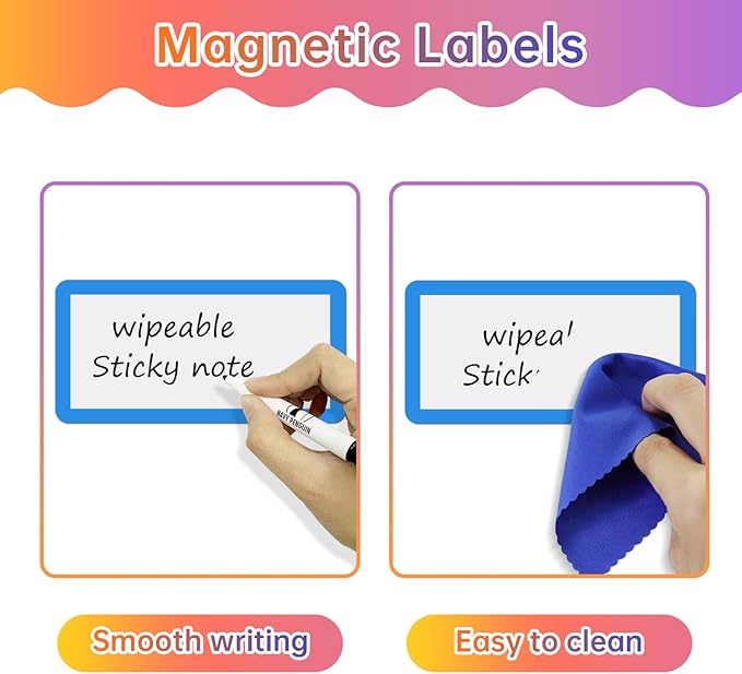 Dry Erase Magnets Set - 24 Pack - 4x2 in Whiteboard Magnetic Notes Planning Pads Labels - Small White Board Magnet Strips Name Tags for Home and Office