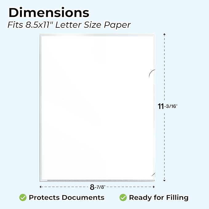 Dunwell Clear Folders for Documents, Plastic 8.5x11 File Sleeves for Document Protection, Filing, Storage, Organization (36 Pack) Transparent Folders with Pockets, Durable Letter Size Document Holder