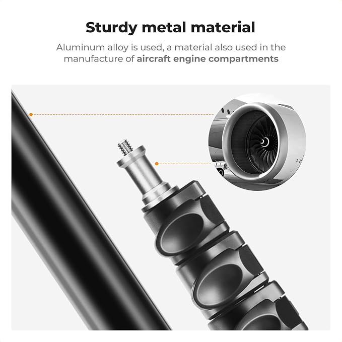 K&F CONCEPT Extendable Photography Stand, Adjustable 6.56ft/78.7"/2M Aluminum Tripod with 1/4" Screw, 2-Pack Reversible Portable Studio Lighting Tripod for Strobe Light/Webcams/Cameras with Bag