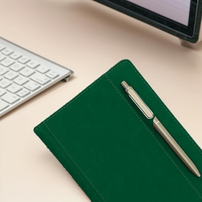 SLFreMint Premium Hardcover Notebook with Pen and Pen Holder Clip, Card Pockets, 240 Pages, College Ruled, 80GSM, Leather Note Book for Work, Study, Diary and Other Scenarios, Suitable Journal for Both Men and Women