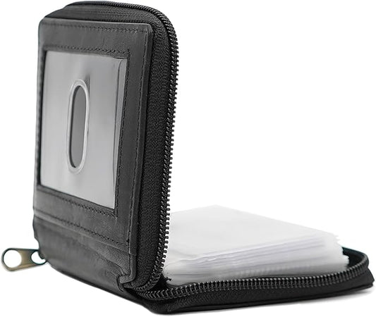 ag wallets Mens Zip Around Leather Wallet with Inserts (Black)