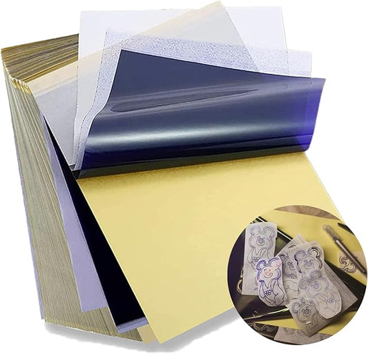 MIUXIA Tattoo Transfer Paper 50 Sheets Tattoo Stencil Paper A4 Size 4 Layers DIY Tattoo Tracing Paper Tattoo Kit Tattoo Supplies