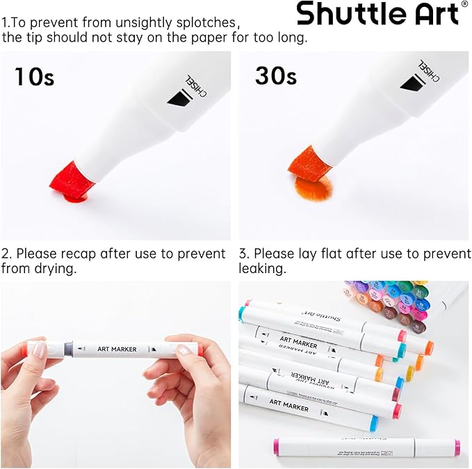 Shuttle Art 89 Colors Alcohol Markers, 88 Colors Dual Tip Art Marker Set Plus 1 Colorless Blender with Marker Case Perfect for Illustration Students Adult Coloring Sketching