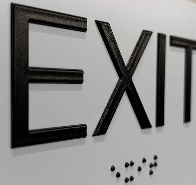 ADA Compliant Sign with Braille (6" x 3" Exit, White)