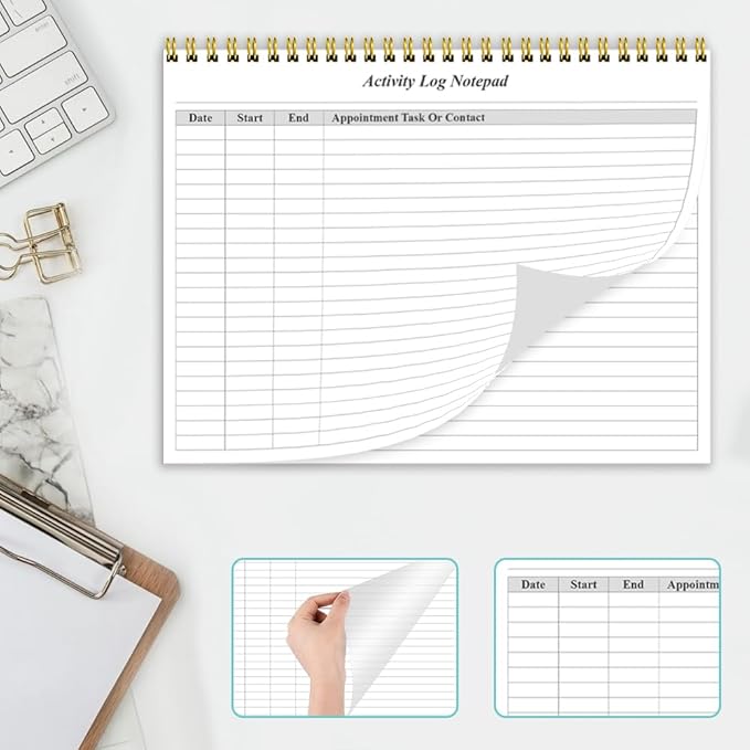 Getvow Activity Log Notepad - Spiral Activity Log Book for Business Work, Undated Weekly To Do List Notepad, Organized Time Spending, Appointment or Contact, 52 Sheets, 100gsm Paper, 8.5" x 11"