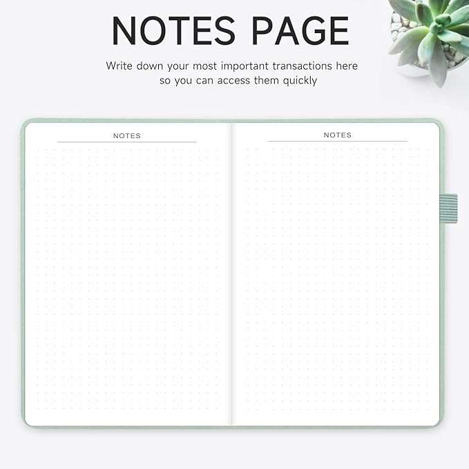 KUMEER Check Register – Elegant Check Registers for Personal Checkbook with Check & Transaction Registers, Hardcover Checkbook Log 5.2x7.6" (Mint Green)