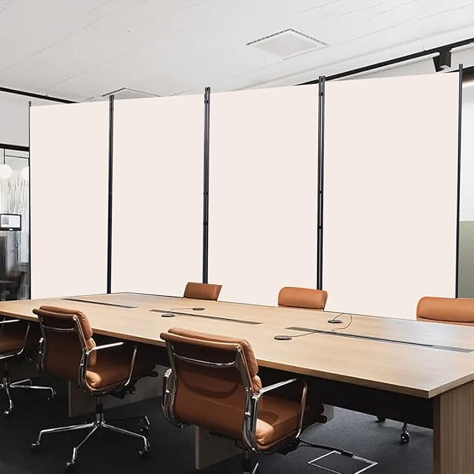CHOSENM Room Divider, 4 Panel Folding Privacy Screens with Wider Support Feet, 6 Ft Portable Room Partition for Room Separator, 136" W X 71" H, Beige