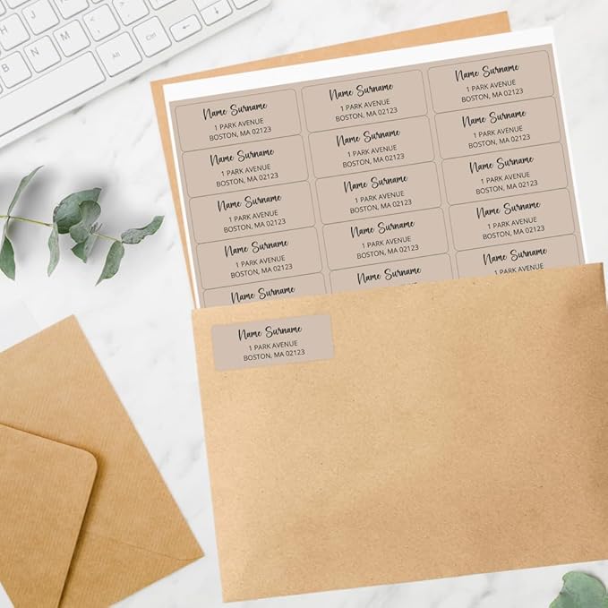 Dotty about Paper Personalized Beige Colorblock - Return Address Labels x 100