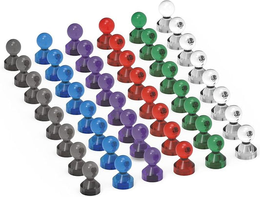 48Pack Colorful Push Pin Magnets 6 Assorted Color Office Magnets for Whiteboard Small Magnetic Push Pins Strong Magnet Fridge Perfect for Refrigerator White Board Map School Classroom Thumb Tacks