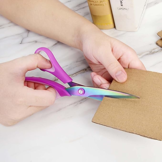 Zicolu 8.5" Scissors Bulk Set of 12-Pack, Sharp Scissors all Purpose Heavy Duty, Non-Stick and Titanium Coating Blade, Multipurpose Shears for Office Home School Sewing Fabric DIY Craft Supplies