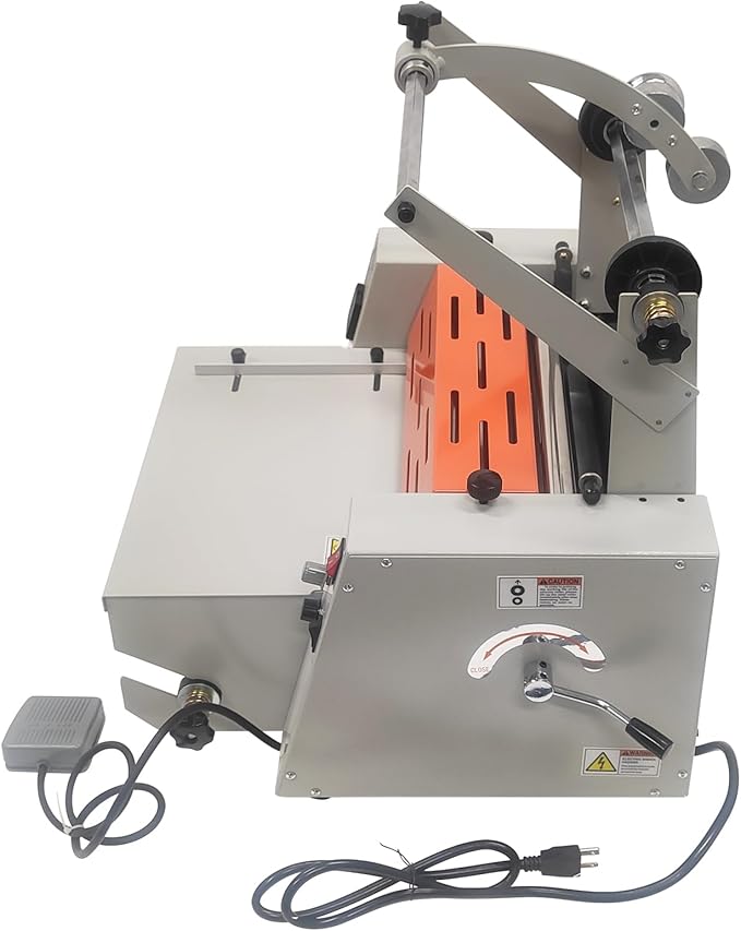 Yokoma 14.17in Electric Thermal Laminator with Steel Roller and Metal Structure, Commercial Hot/Cold Laminating Machine Paper Poster Single or Dual-Side Lamination with Toothing Cutter