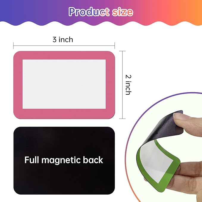 Dry Erase Magnets Set - 24 Pack - 3x2 in Whiteboard Magnetic Notes Planning Pads Labels - Small White Board Magnet Strips Name Tags for Home and Office