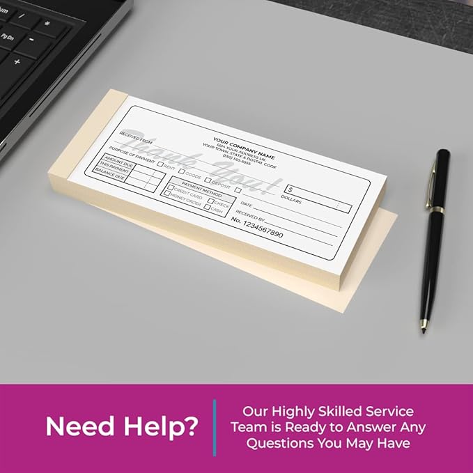 Custom 2.83" x 7" Carbonless NCR Books in 3-Part Triplicate Invoices, Receipts, Work Orders, Sales Orders, Purchase Orders, Estimates, Quote Forms with Your Company/Business Name (99 Sets)