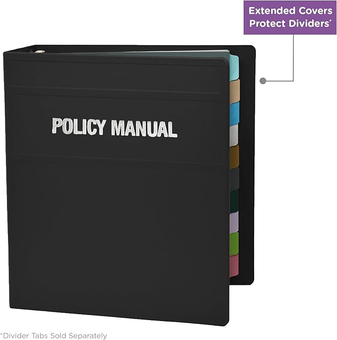 Carstens 3-Inch Heavy Duty Round Ring Binder for Policy Manuals – Side Opening, Black, Case of 14, Durable Plastic, No Pockets, Holds 400 Sheets, Made in USA (1761-3RCS)