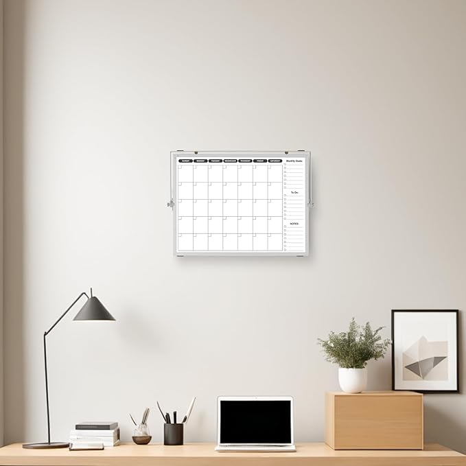 Planning Boards,White Board Dry Erase Calendar with Stand,Double-Sided Weekly Calendar Schedule Board with Time Slots&Monthly Planner with to DO List for Desk and Wall 16"×12"(1 Pack)