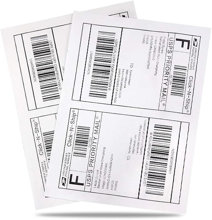 8.5" x 5.5" Half Sheet Self Adhesive Shipping Labels for Laser or Inkjet Printer (20000 Labels)