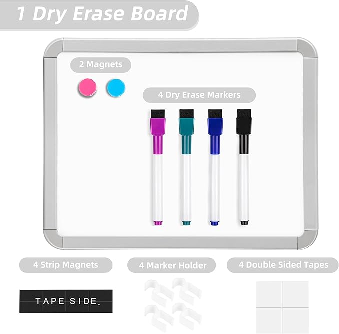 VUSIGN Small Dry Erase Whiteboard, 8.5 x 11 Inches White Board for Students, Fridge, Locker, Mini Dry Erase Board, 2 Pack