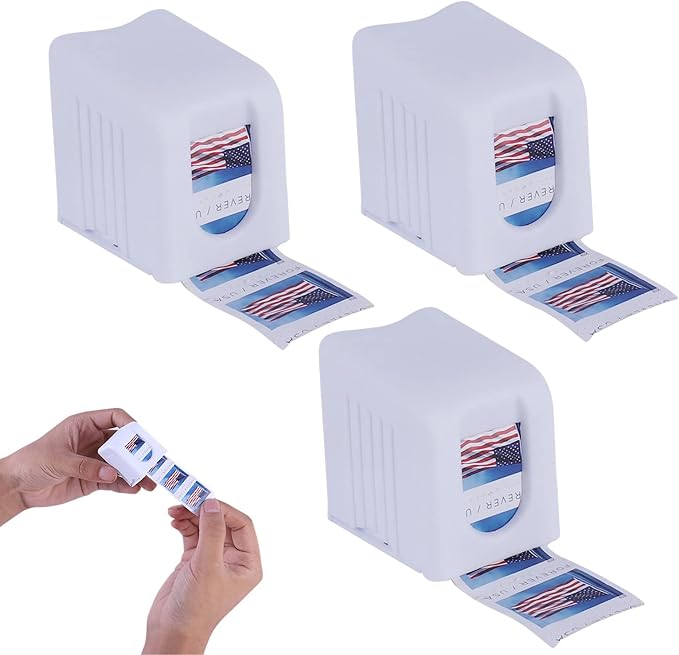 Postage Stamp Dispenser for Roll of 100 Stamps,Stamp Roll Holder for US Forever Stamps,Stamps Dispenser for Desk Table Organizer Home Office Supplies