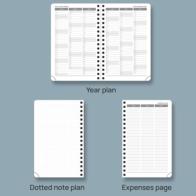 POPRUN Pocket 2026 Planner (Small Size- 4'' x 6.25'') Weekly and Monthly for Purse - Calendar 2026 (Jan. 2026 - Dec.2026) with Soft Cover, Plastic Ruler - Brown