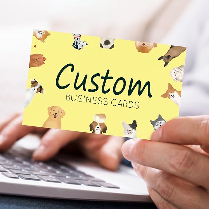 Custom Business Cards - Customizable Logo/Text/QR Code, 300gsm Matte Paper Front & Back Sides Printed, for Pet Shop, Dogs, Cats