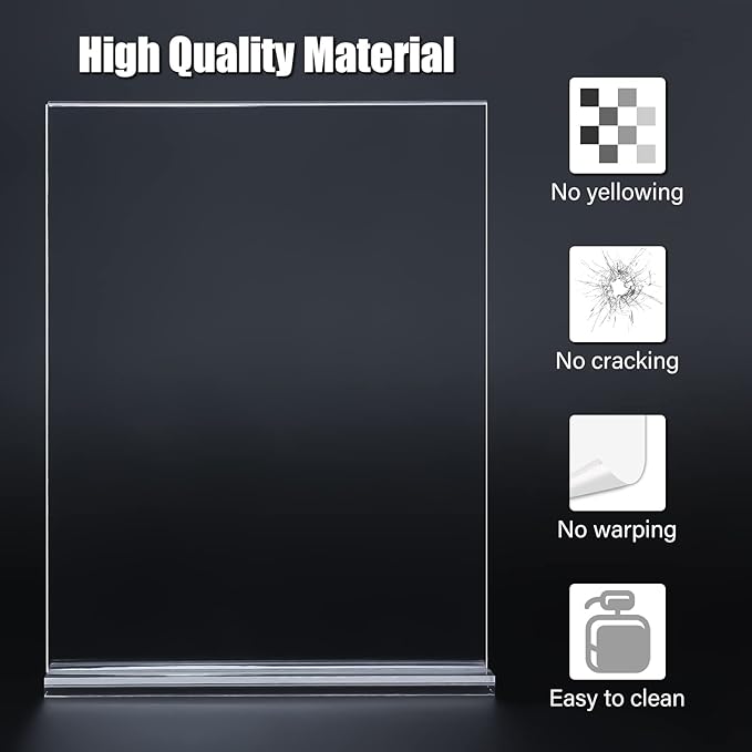 xydstay 6pack Acrylic Sign Holder 8.5 X 11, Vertical T Shape Clear Plastic Menu Holder, Unbreakable Table Sign for Restaurant, Office, School, Store and Home Use