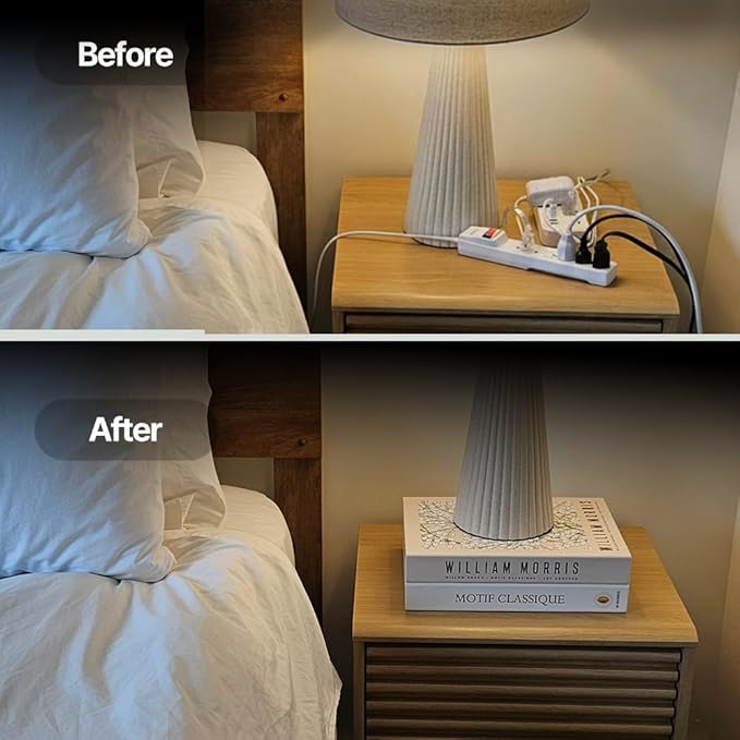 Book Shape Decorative Cable Management Box - Expandable Cable Organizer Box with Magnetic Closure for Home & Office (William Morris, Large)