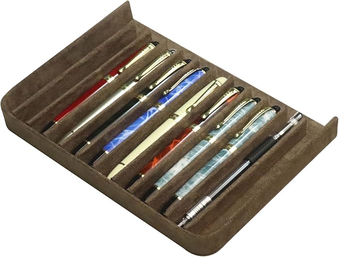 MIVLXLX PU Leather 12 Fountain Pen/Pencil Tray Case Organizer, Fashion Design, Handmade, Magnetic Closure with Drawer, Christmas Gift for Man/Woman/Office, 12 Slots(gray)