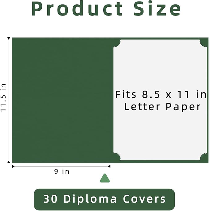 HAUTOCO 30 Pack Certificate Holders, Green Diploma Folders Certificate Covers with Gold Foil Border for Letter Size 8.5x11 Cardstock, Award, Document, Graduation