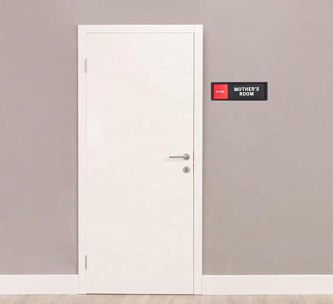 Mother's Room Sign – Privacy In Use / Available Slide Switch Sign, Premium Durable Acrylic Material, Super Strong Self-Adhesive, Quick Installation, Suitable For Your Home And Business ( 9×3 Inches, Black)