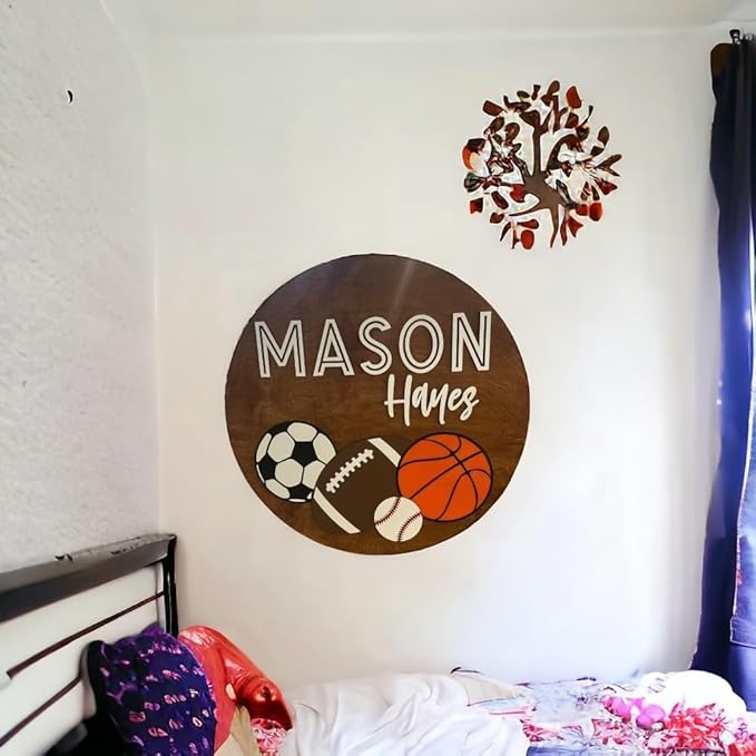 Baby Shower Sign, Newborn Nursery Decor, Kids sports Sign, Boys Room wall decor, Home Decor for nursery, Baby boy Gift, Newborn Gift (Sports Sign)