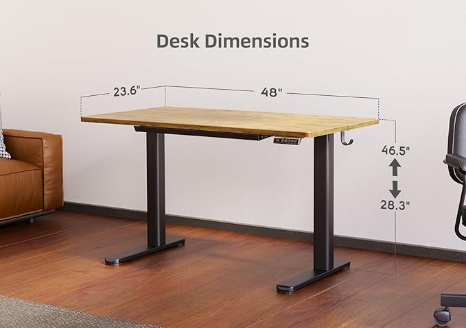Claiks Standing Desk with Drawers, 48 x 24 Inches Electric Standing Desk Adjustable Height, Sit Stand Up Desks Computer Workstation, Rustic Brown