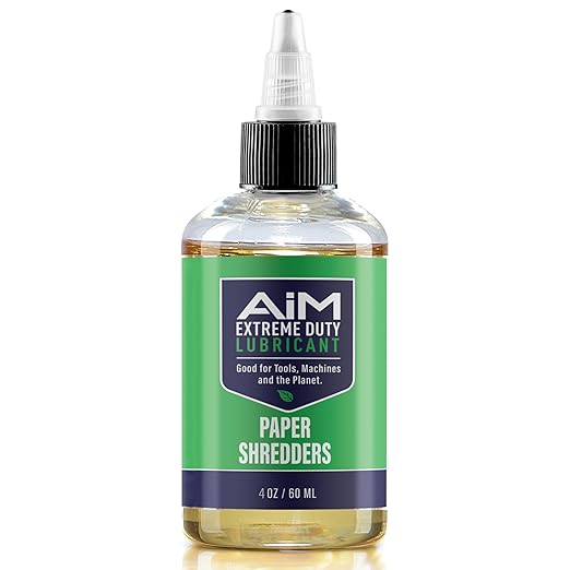 PlanetSafe Lubricants AiM Paper Shredder Oil/Lubricant - 4 oz - Reduces Friction & Noise, Keeps Blades Sharp, Water-Repellent - Ideal for Paper Shredders, Shredding, No Sheets - Made in The USA!