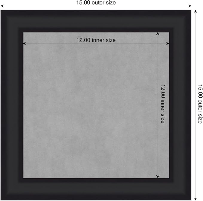 Amanti Art Black Framed Magnetic Board 15x15 X-Small Vision Board for use with Magnets, 100% Metal Sheet to Display Items as Office Decor or for Home Organization in mudroom, Kitchen or Kids Room