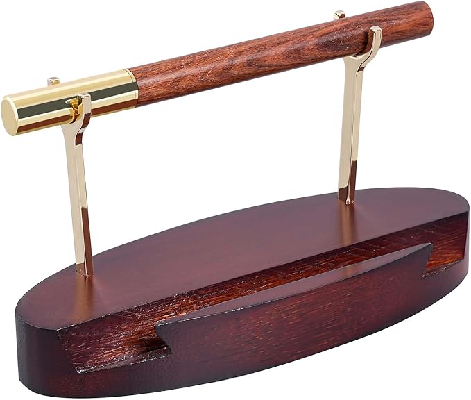 Htoxsdc Pen Holder Desk Organizers and Accessories Desk Decor ，Exquisite Wooden Pen Holder ，with a Cool Pen and Two Refills for Office and Home (Style C)