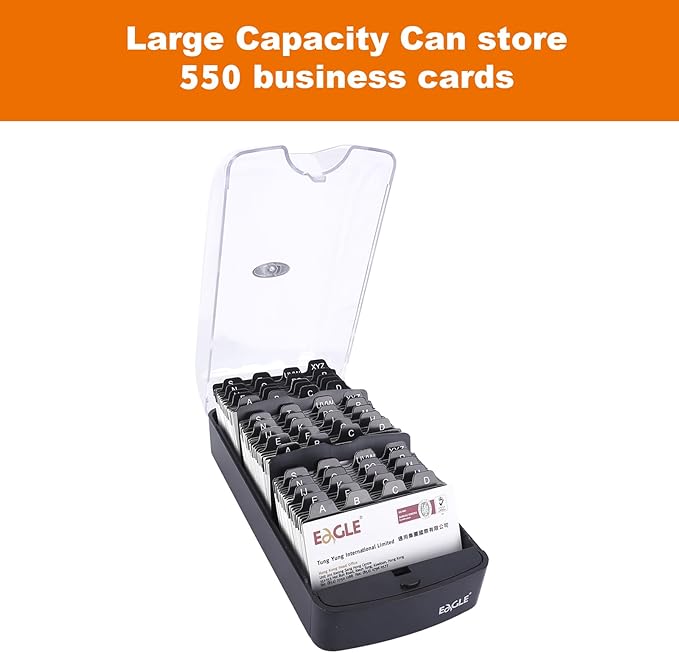 Eagle Business Card Box, Push-Button,Storage up to 550 Cards (Medium)