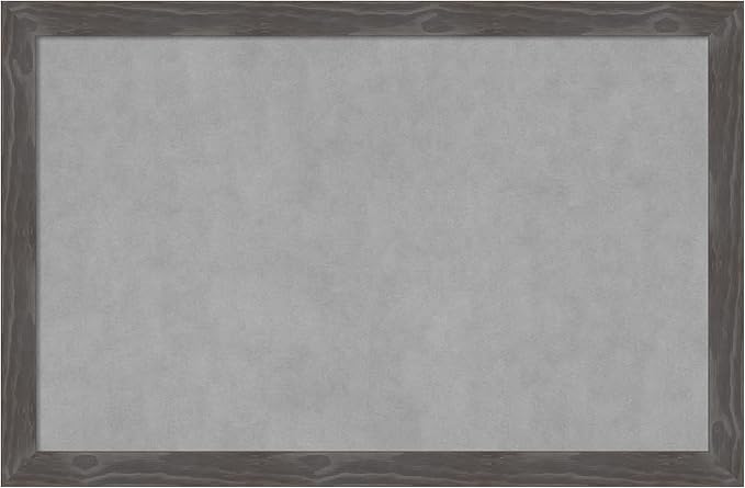 Amanti Art Grey Framed Magnetic Board 23x35 Large Vision Board for use with Magnets, 100% Metal Sheet to Display Items as Office Decor or for Home Organization in mudroom, Kitchen or Kids Room