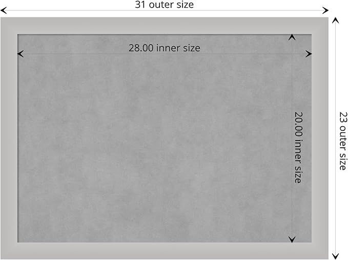 Amanti Art Silver Framed Magnetic Board 23x31 Medium Vision Board for use with Magnets, 100% Metal Sheet to Display Items as Office Decor or for Home Organization in mudroom, Kitchen or Kids Room